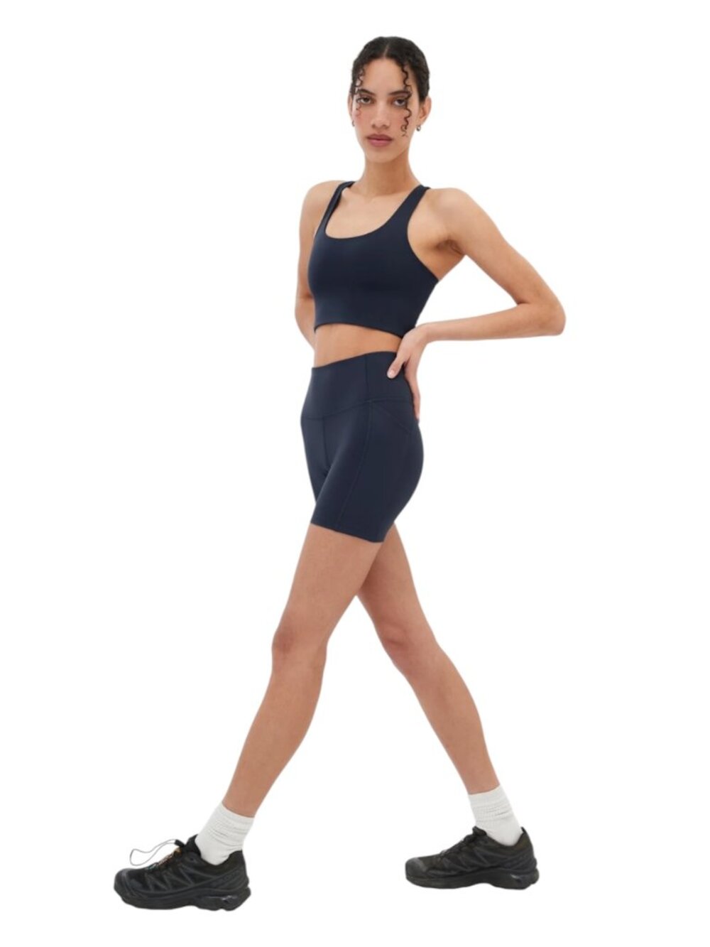 Size Small Girlfriend Collective Skyline Paloma Racerback Bra (Navy Blue)
